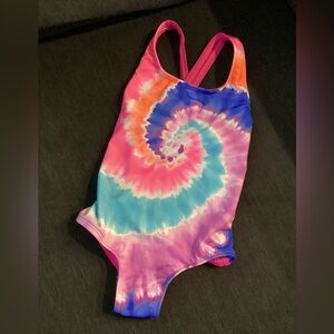 Lands' End Kids Tie-Dye One Piece Swimsuit - Pink, Blue, Orange